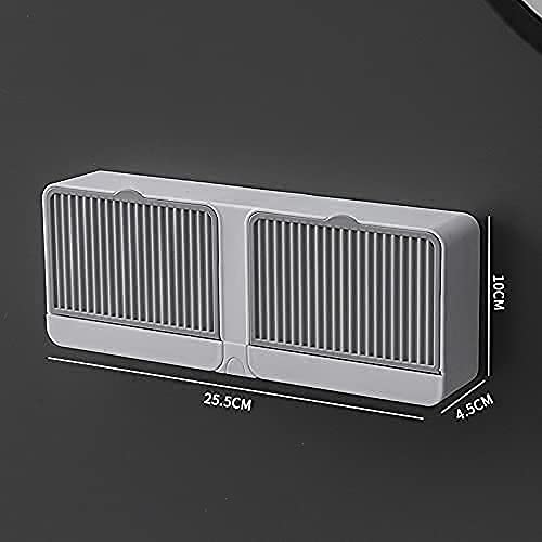 Double Bar Soap Box with Lid Double Grids, Drainage Box with Cover Soap Holder