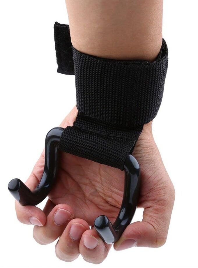 Weight Lifting Hooks, Hand Grip Wrist Straps for Deadlift, Powerlifting, Pull up bar, Solid Steel, Thick Padded Neoprene, Free Siz (Set of 2 PC)