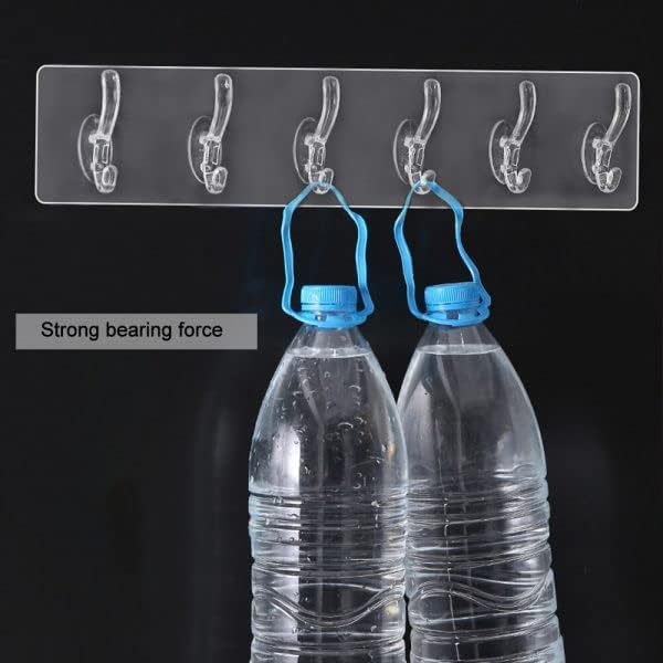 Acrylic Pcs 6-in-1 Self Adhesive Heavy Duty Wall Hook - No Drilling for Bathroom, Shower, Kitchen | Waterproof Transparent Hooks for Easy Installation