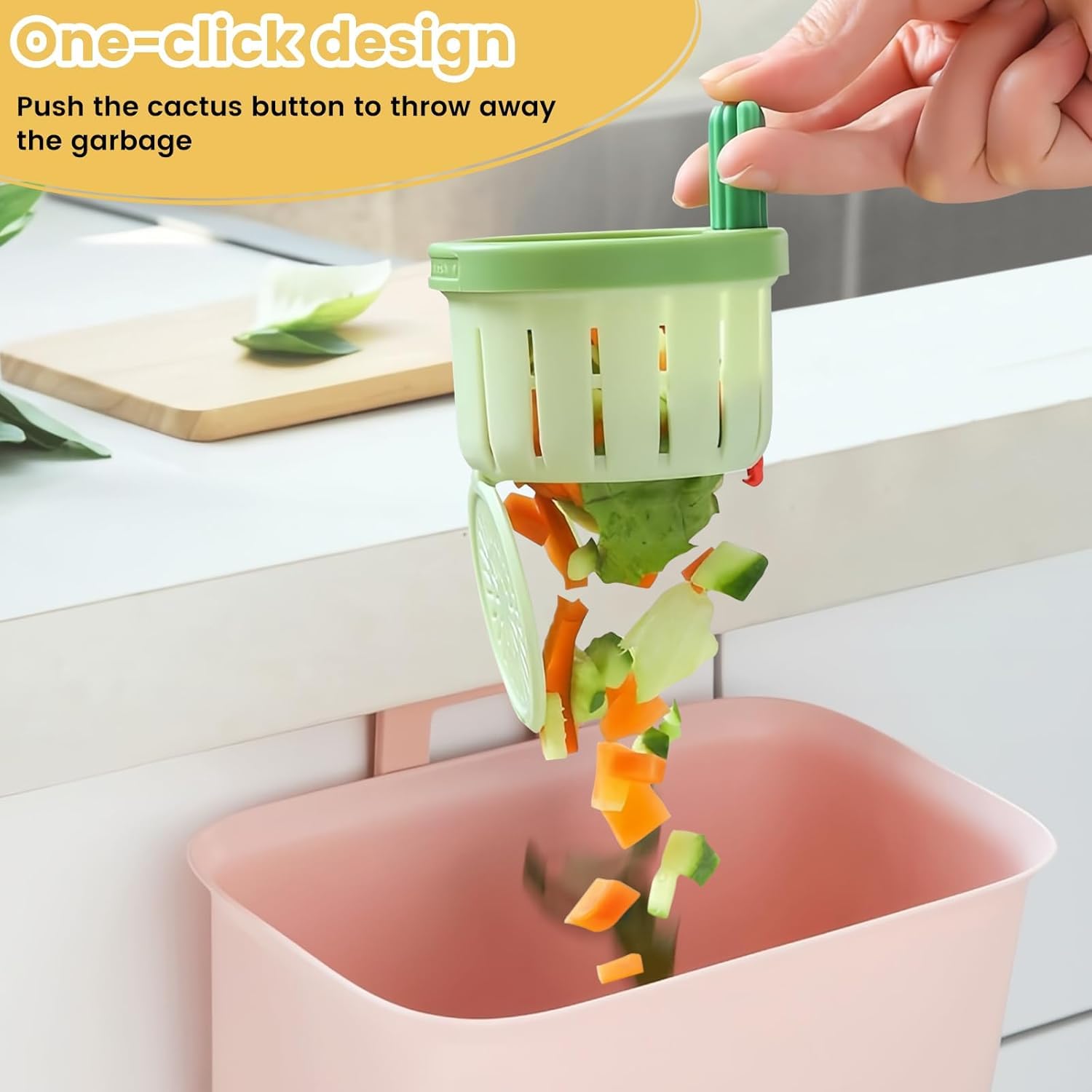 Automatic Multifunctional Filter Cactus Kitchen Sink Drain Strainer,Self-Cleaning Press Kitchen and Bathroom Sink Waste Collector