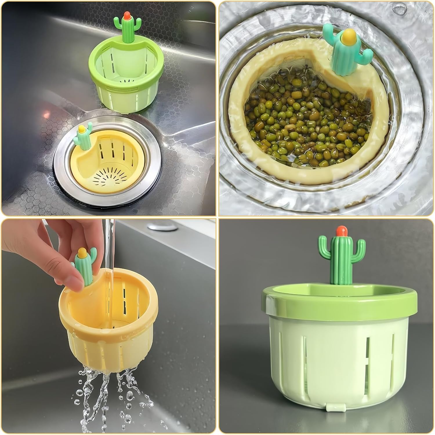Automatic Multifunctional Filter Cactus Kitchen Sink Drain Strainer, Sink Waste Collector | Cactus sink drain filter - Image 6