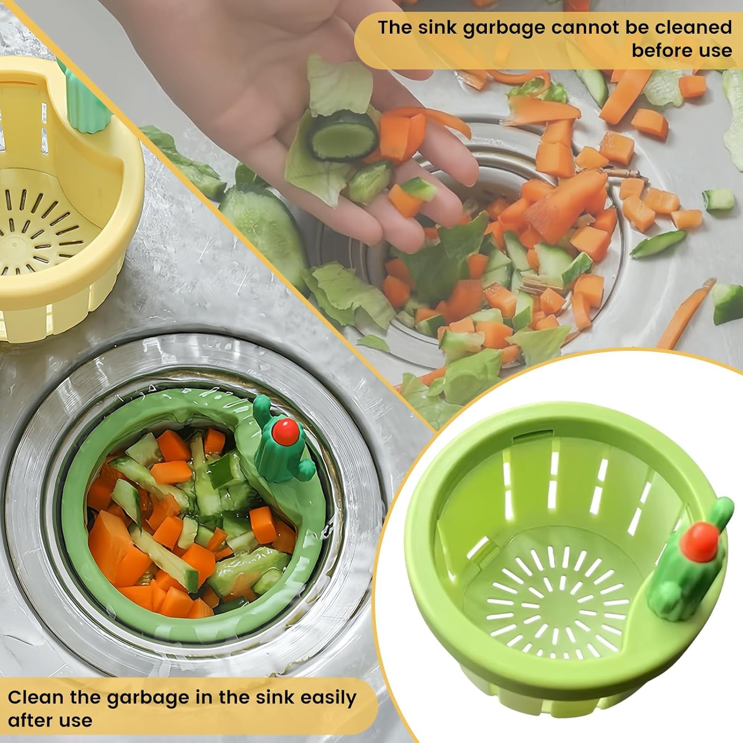 Automatic Multifunctional Filter Cactus Kitchen Sink Drain Strainer, Sink Waste Collector | Cactus sink drain filter - Image 7