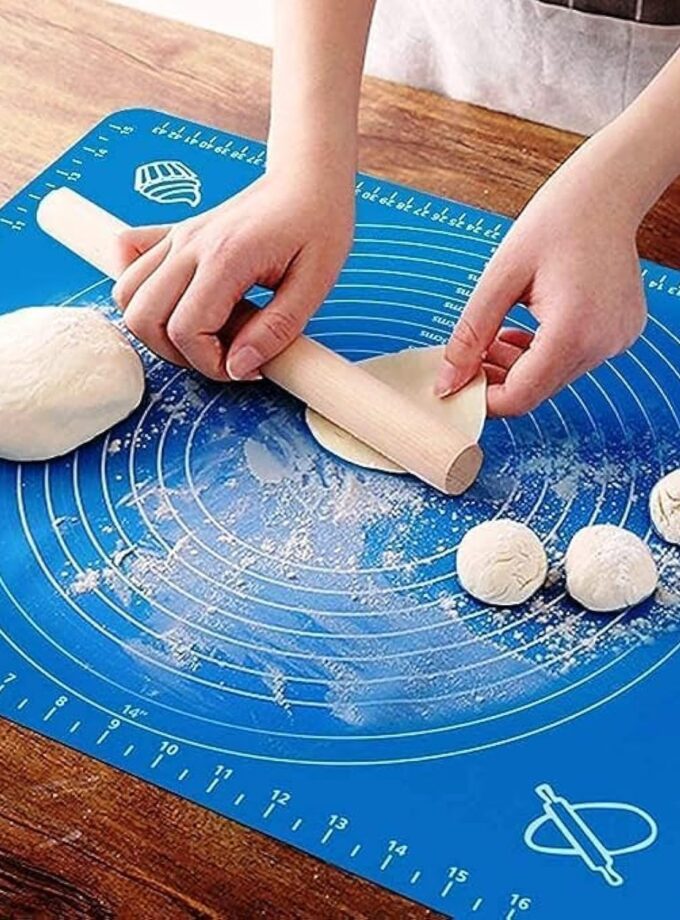 Silicon Fondant Rolling Mat or Silicone Baking Sheet Large with Measurements Stretchable for Kitchen Roti Chapati Cake Pad