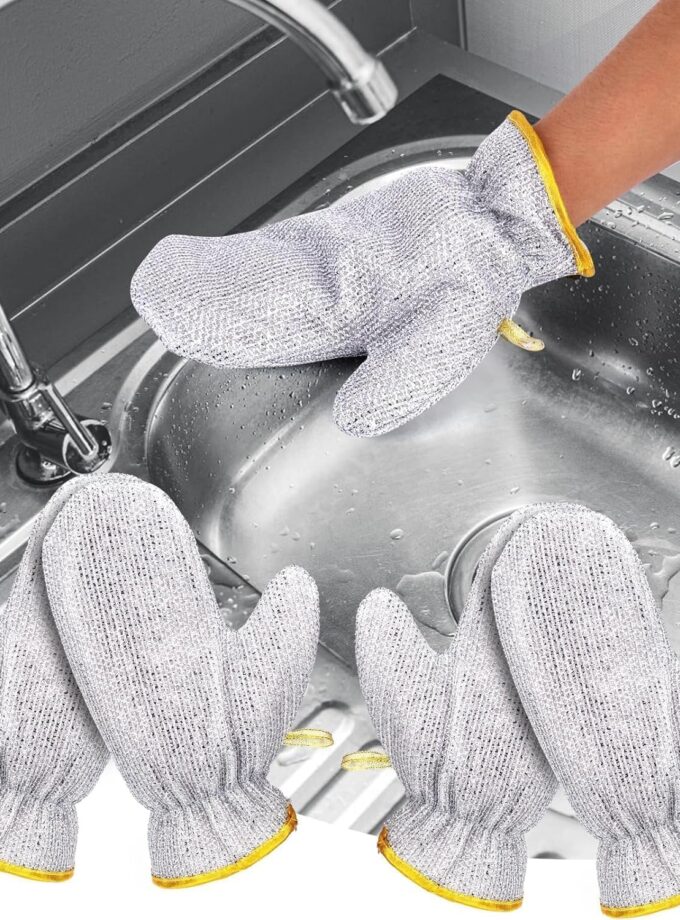 Wire Dishwashing Gloves I Multipurpose Steel Washing Rags I Heat Insulation Anti-Hot Waterproof & Durable Reusable I Non-Scratch Glove for Kitchen Sinks Pots Pans Cleaning